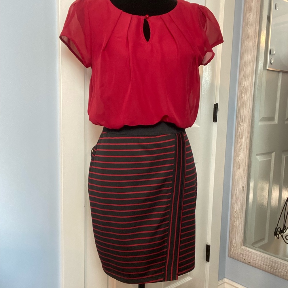 Speechless Red & Black Striped Short Dress